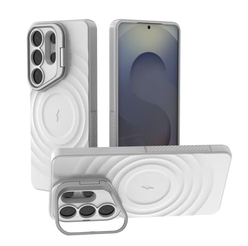 Image of LuxuryKase Shockproof Case for Samsung Galaxy S26 Ultra | Ripple Pattern | Camera Protection | Inner Velvet Fabric Lining | Protective Cover with Enhanced Grip & Wireless Charging Support - White