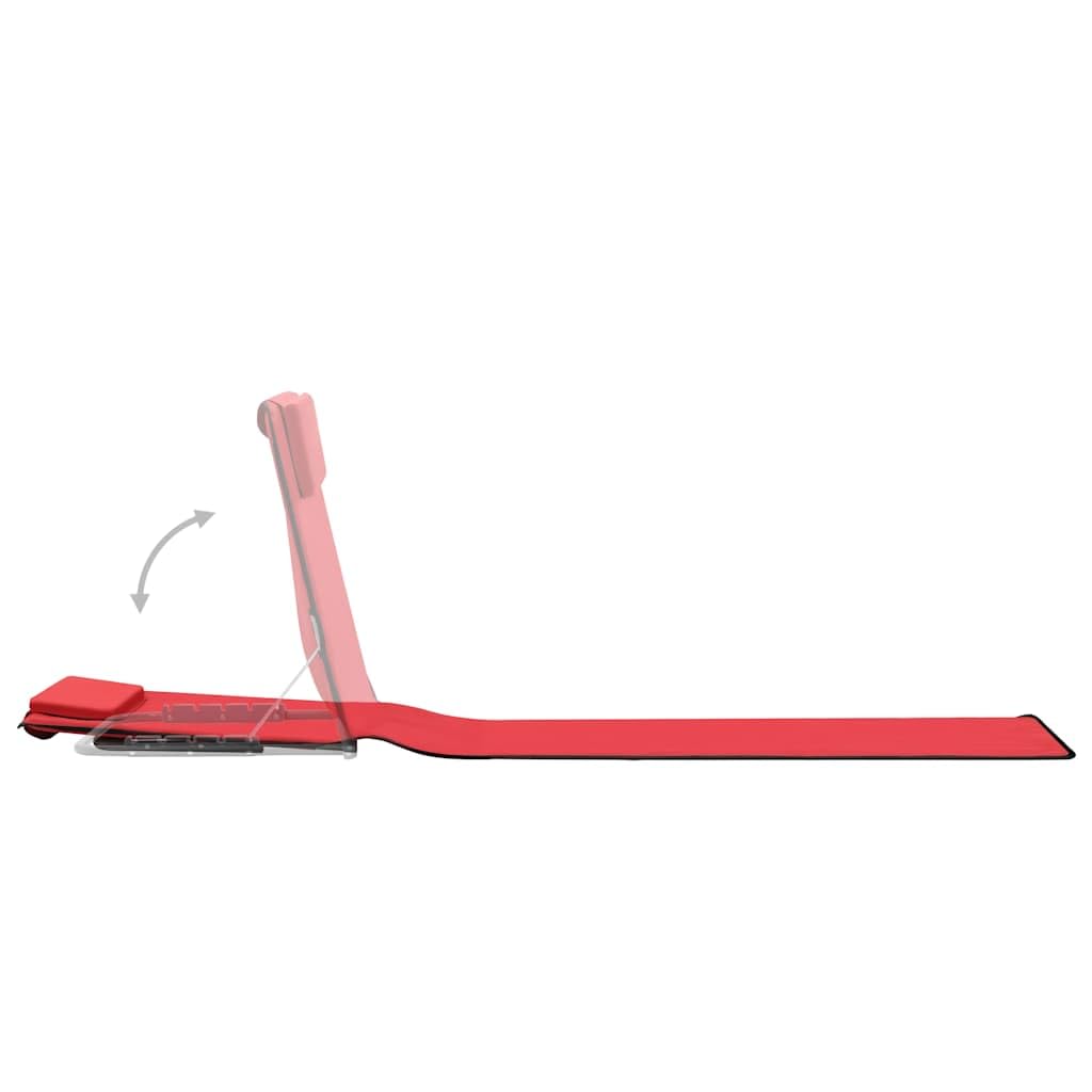 Tomostar Lot de 2 Tapis de Plage, Chaise Longue Pliante Bain de Soleil Inclinable Transat de Plage 2 pcs Acier et Tissu Rouge