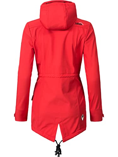 MARIKOO Damen Übergangsjacke Softshellmantel mit Kapuze Zimtzicke Rot Gr. XS