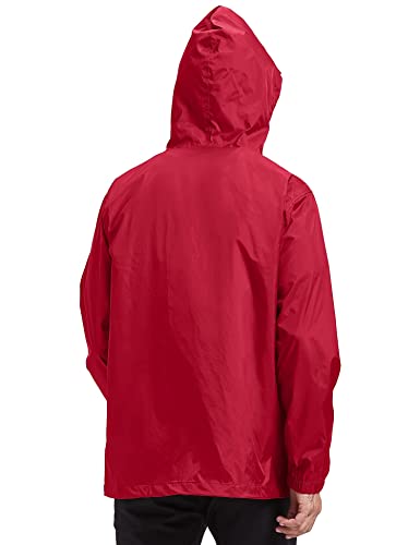 V Valanch Mens Golf Rain Jacket Waterproof Hooded Windbreaker Reflective Running Hiking Raincoat For Men(Red,Xl #TOP5