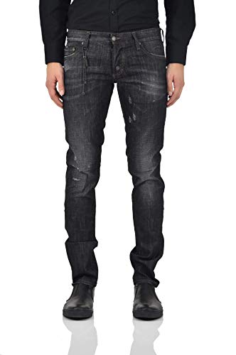 DSQUARED2 Herren Jeans Slim Jean Size 48 50 52 Black Distressed Chain...