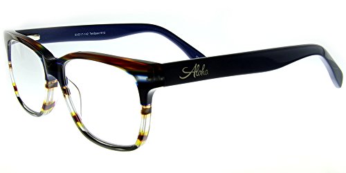 Aloha Eyewear Horizon 1012 Unisex RX-Able Reading Glasses with Non-Bifocal Full Reader Lens 53-17-142 (Demi Blue +2.00)