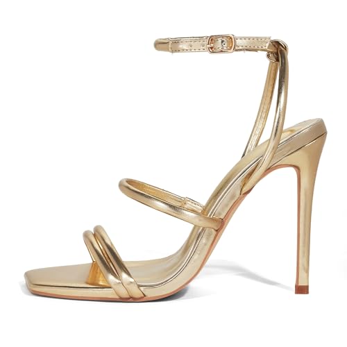 Elisabet Tang 4 inch Stylish Ankle Strap Stiletto Sandals for Women - Sexy Square Open toe Gladiator High Heels for Party Commuting Daily use2