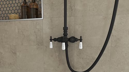 Image of Abbey 10 x 34 1 /2 Shower Faucet Set with Handshower, Matte Black