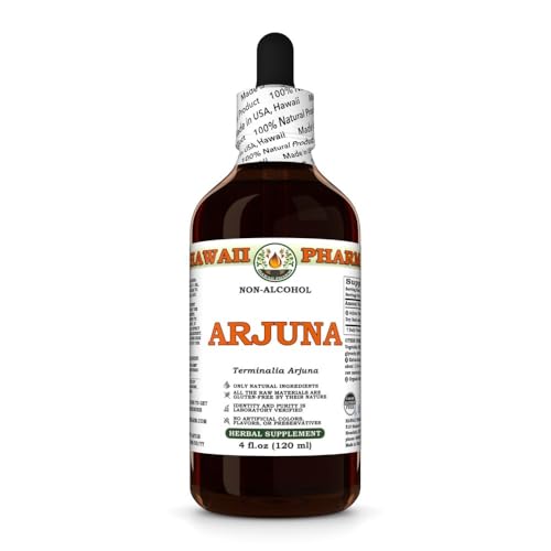 Arjuna (Terminalia Arjuna) Dry Bark Glycerite, Made in Hawaii, Raw Materials, All Natural, Vegan, Lab Tested Alcohol-Free Liquid Extract - 4 fl.oz