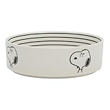 Peanuts Snoopy Dog Bowl with Bone Design – 6.5' Stoneware Water or Food Bowl for Small to Medium Dogs – Cute Cartoon Pet Dish, Durable & Easy to Clean