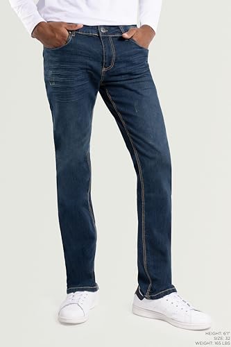 CULTURA AZURE Mens Denim Jeans, Skinny & Slim Fit Basic Washed Tapered Leg Stretch Jeans for Men Big & Tall2
