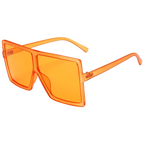 Dollger Square Oversized Sunglasses for Women Men Fashion Big Black 70s Flat Top Sunglasses Shades