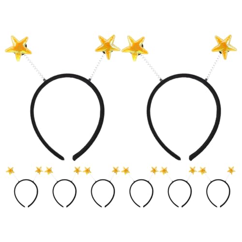 DEARMAMY 8 Stück pack Sternen Haarreifen mit Fünfzackigen Sternen aus Metall und Stoff Leicht und Bequem Lustiges Stirnband für Silvester und Weltraum Partys für Erwachsene