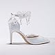 STARSHINE RESPLENDENT Weißes Chiffon Kristall Schmetterling Fransen Armband Absatz hohe Schuhe Spitze Perle Spitze Stiletto Sandalen Frauen