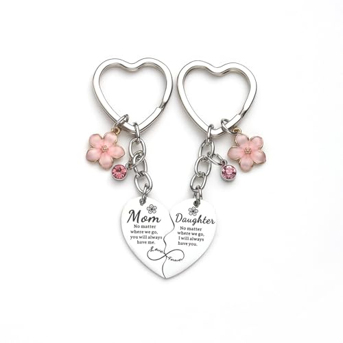 CharmBurst Set di 2 Pezzi di Portachiavi a Cuore Madre-Figlia,
