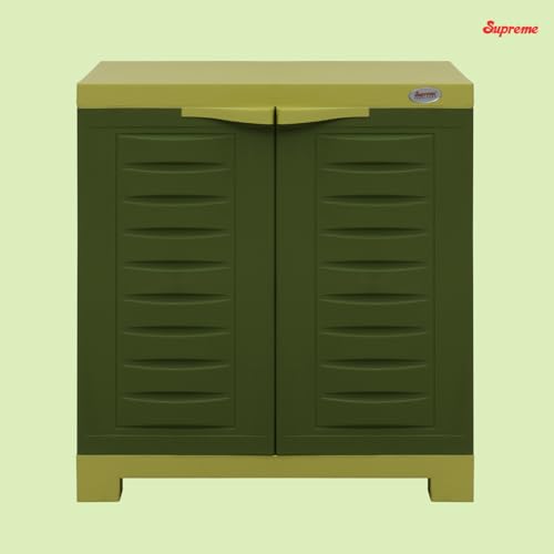 Image of Supreme chairs Fusion-01 Plastic Storage Cabinet | Compact & Multipurpose Storage Solution | Waterproof, Durable & Lightweight | Ideal for Home, Office & Garage | Green and Yellow