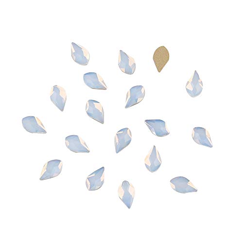 60pcs 6x10mm Flatback White Opal Nail Crystals Flame Shapes Design Diamond Stones for Nail Art Decoration