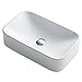 KRAUS Elavo Rectangular Vessel White Porcelain Ceramic Bathroom Sink, 19 inch KCV-122
