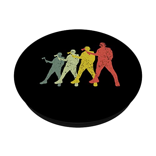Sports Mom & Dad Silhouette - Vintage Axe Throwing PopSockets Swappable PopGrip, Black - Image 2