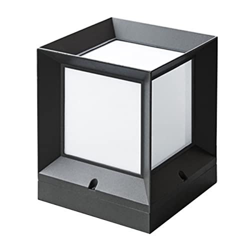 WASPT Luces de Columna Impermeables para Exteriores, Accesorio de Luces de Pilar de Patio Exterior con Metal de Aluminio Negro + Pantalla acrílica, portalámparas E27(Color:Noir,Size:27 * 32cm) Cover