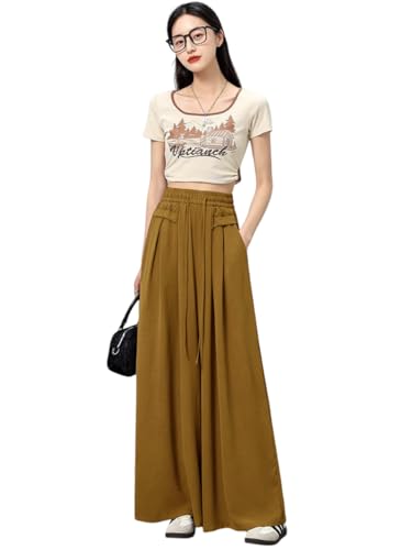 Image of KOTTY Women's Solid|Drawsting|Front Pocket|Wide Leg Style|High Rise|Casual Pant