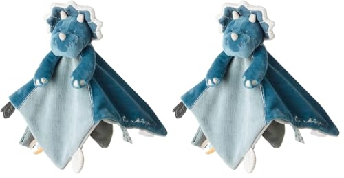 Noukie's - Doudou Enfant - Doudou en Veloudoux - Ops Le Tricératops - Multifonctionnel - Bleu - 1 Unité (Lot de 2)