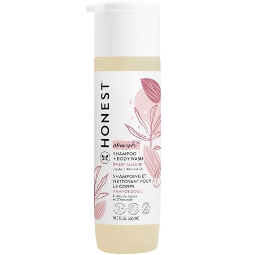 Image of The Honest Company 2-in-1 Cleansing Shampoo Body Wash Gentle for Baby, Naturally Derived Tear-free Hypoallergenic Sweet Almond Nourish 10 fl oz