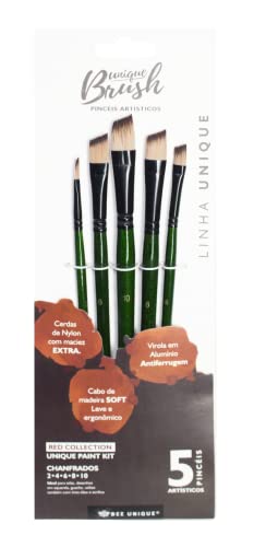 Bee Unique Kit de 5 Pincéis Chanfrados - Red Collection, 174421