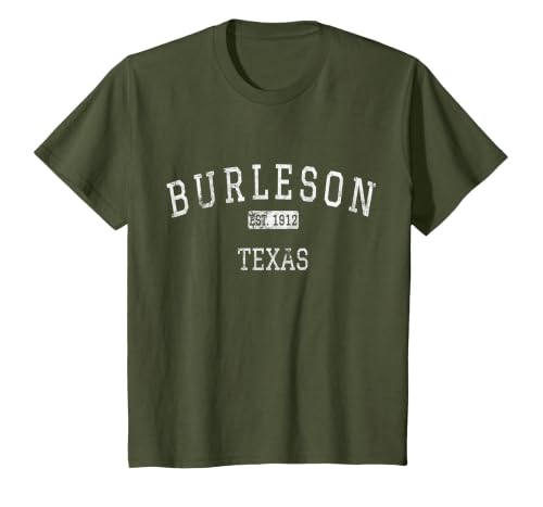 Burleson Texas TX Vintage T-Shirt, Youth, Olive Green, 4T