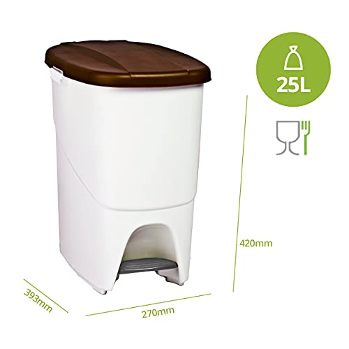 Image of Denox DEN104 Eco Pedalbin 25 litres, Brown, 393 x 270 x 420 mm