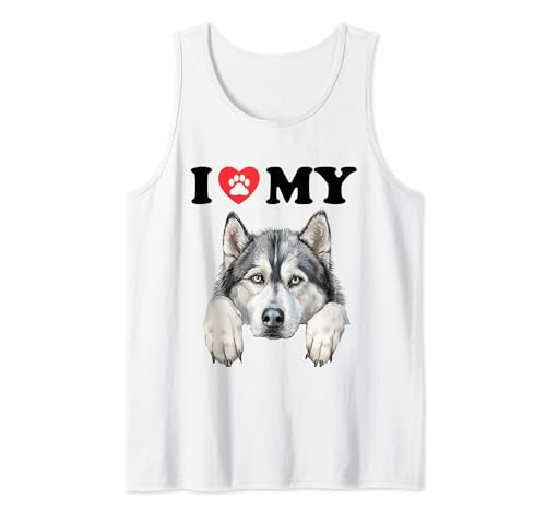 Amante divertido de los perros Alaskan Malamute I Heart My Dog Camiseta sin Mangas