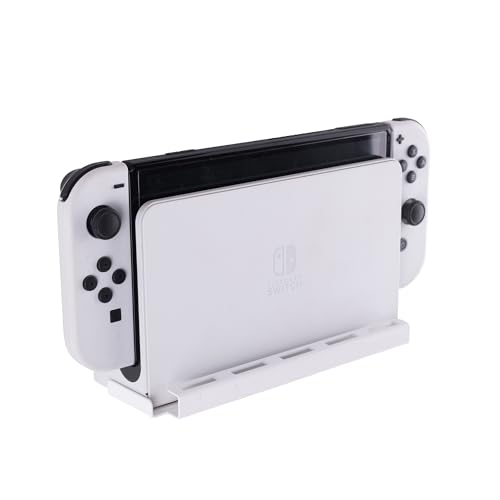 Dynas Nintendo Switch Wall Mount Premium Steel Quality, Game Holder slots, Compatible Nintendo Switch OLED Wall Mount, Made in the UK (White)