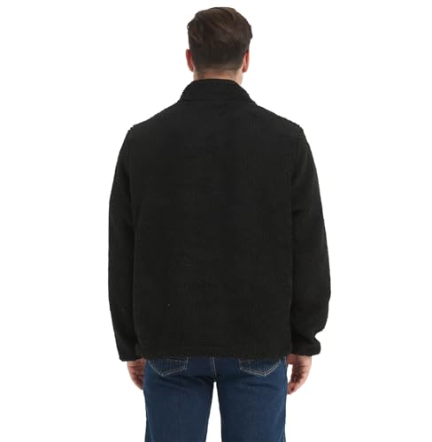 Image of MADHERO Men's Sherpa Sweatshirt Fuzzy Faux Fur Long Sleeve Stand Collar Jacket