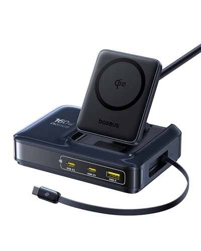 Baseus Nomos 160W 5-in-1 Charging Station with Qi2 & Retractable Cable