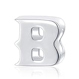 Hoobeads Authentic 925 Sterling Silver Letter Initial A-z Alphabet Beads Fits Pandora Bracelet Charms (B)
