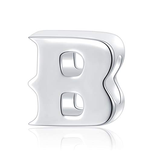 SOUKISS Alphabet Charms Authentic 925 Sterling Silver Letter Initial A-z Alphabet Beads for Christmas Mothers Gifts (B)