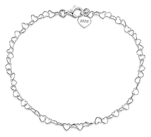 Ankle bracelets 925 silver maille cœur chaîne de cheville ajustable