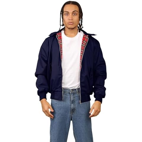 Janisramone® Classic Zip UP Men's Harrington Jacket, 1970 s Retro Vintage Bomber Jacket, Men Lightweight Jacket for Fall Cover