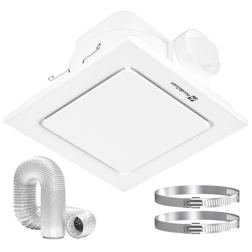 Image of Hon&Guan Bathroom Exhaust Fan, Quiet Square Bathroom Vent Fan 111 CFM, 1.0 Sones, Ceiling Mount Ventilation Fan, Bath Ceiling Fans, Exhaust Fan for Home Bath Hotel