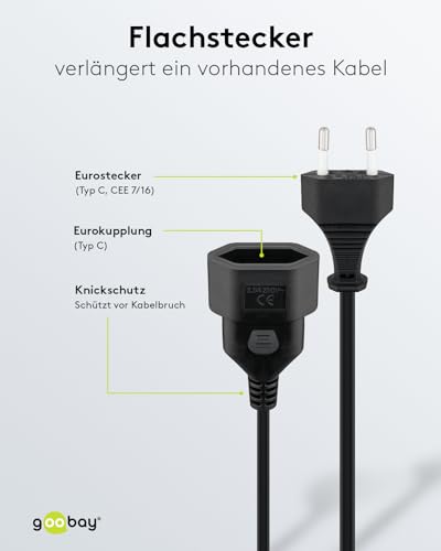 Verlängerungskabel goobay 51355 Stromkabel, 2 polig