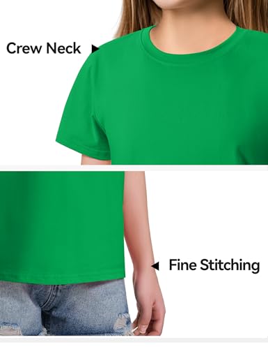 Image of KEREDA Girls Shirts Short Sleeve Soft Cotton T-Shirts Plain Tops for Kids