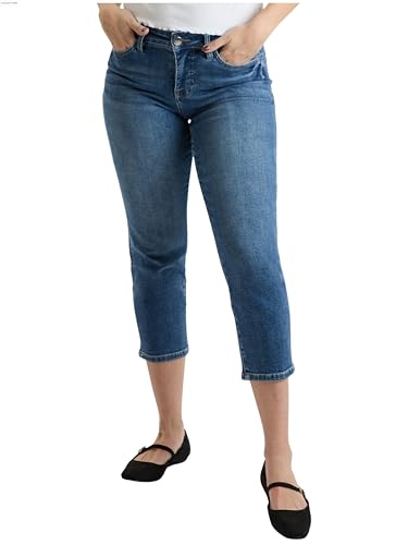 Royalty For Me Womens Women's High Rise Premium Stretch Crop Slim Straight Leg