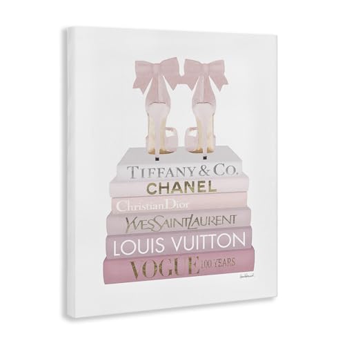 Image of Chic Shoes Glam Bookstack Fashion, 24 x 30 Inch Canvas Wall Art