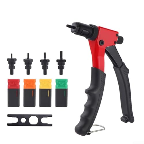 Upluxmira Juego de herramientas de tuerca de remache para mandriles M6, cuerpo ligero de aleación de aluminio, ergonómico, adecuado para aplicaciones