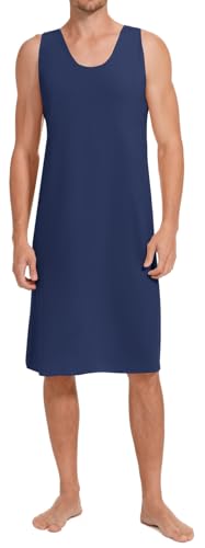 Mens Ice Silk Nightshirt Short Sleeves Pajama Sleep Shirt Sleeveless Sleep Gowns Nightwear for Sleeping2