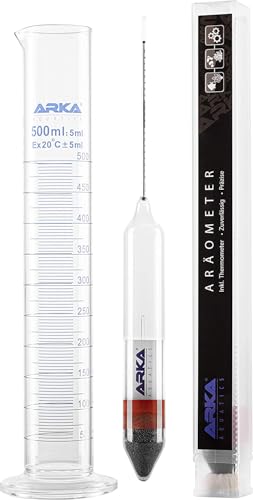ARKA - ARKA Set d'hydromètres: Thermomètre & éprouvette en Verre borosilicaté 3.3 pour Mesure précise de densité en Aquarium d'eau de mer, qualité Laboratoire, Facile à Utiliser.
