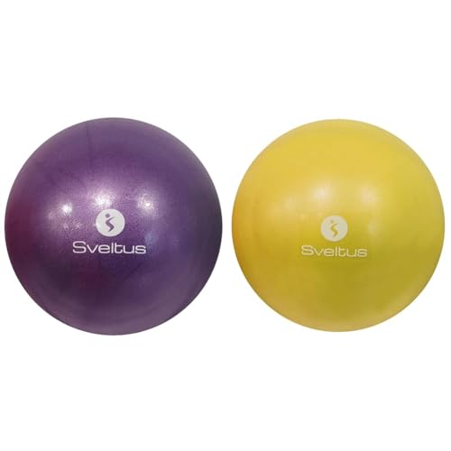 Sveltus Ballon pédagogique Adulte Unisexe, Violet, diam. 20cm +/-10% & Ballon pédagogique Adulte Unisexe, Jaune, diam. 20cm +/-10%