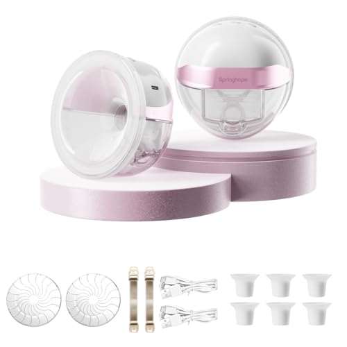Image of Springhope 586S Hands-Free Wearable Breastfeeding Pump, 4 Modes Electric Portable Breast Pump, BPA-Free 19/21/24/28mm Flanges, Dual Pump