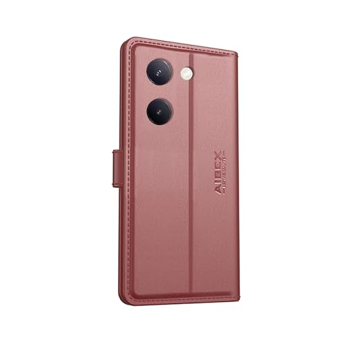 Image of AIBEX Compatible for Compatible for Vivo Y300 Plus 5G / Vivo Y200 Pro 5G Flip Cover Leather Finish | Inside TPU with Card Pockets | Wallet Stand | Complete Protection Flip Case -Brown