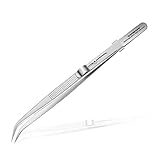 Professional Diamond Tweezers Stainless Steel Curved Pointed Tip Slide Locking Tweezers Non-magnetic...
