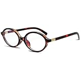Breaksun Fashion Oval Glasses for Women Men Retro Round Tortoise Frame Blue Light Glasses Nerd Eyeglasses (Black Tortoise)