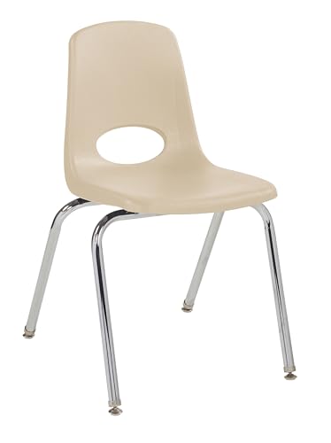 Image of FDP 18 inch School Stack Chair,Stacking Student Seat with Chromed Steel Legs and Swivel Glides for Classroom, Homeschool or Office - Sand, 11561-SD