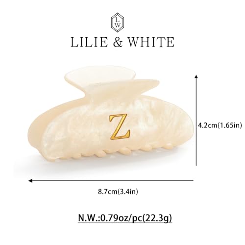 Image of LILIE&WHITE Acrylic Letter Hair Clips For Women Stylish Z Initial Hair Claw Alphabet Hair Clip Fashion Glitter Monogram Claw Clip Elegant And Durable Hair Accessory Large Hair Clips Z