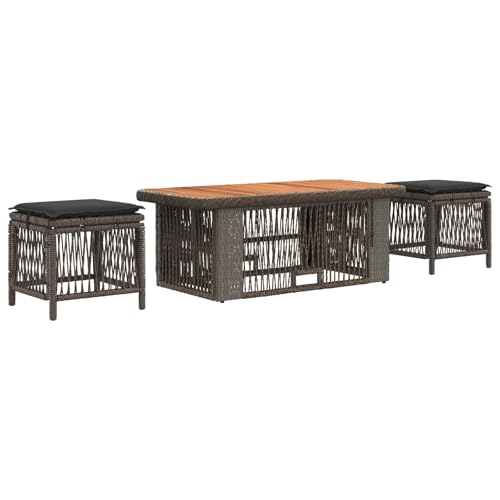 Ensemble de salle à manger pour jardin gris table réglable 4 pcs - 2